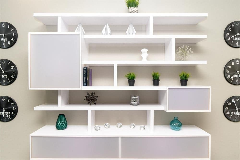 negative space on shelf